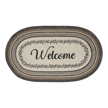 Floral Vine Jute Braided Rug Oval with Rug Pad 27